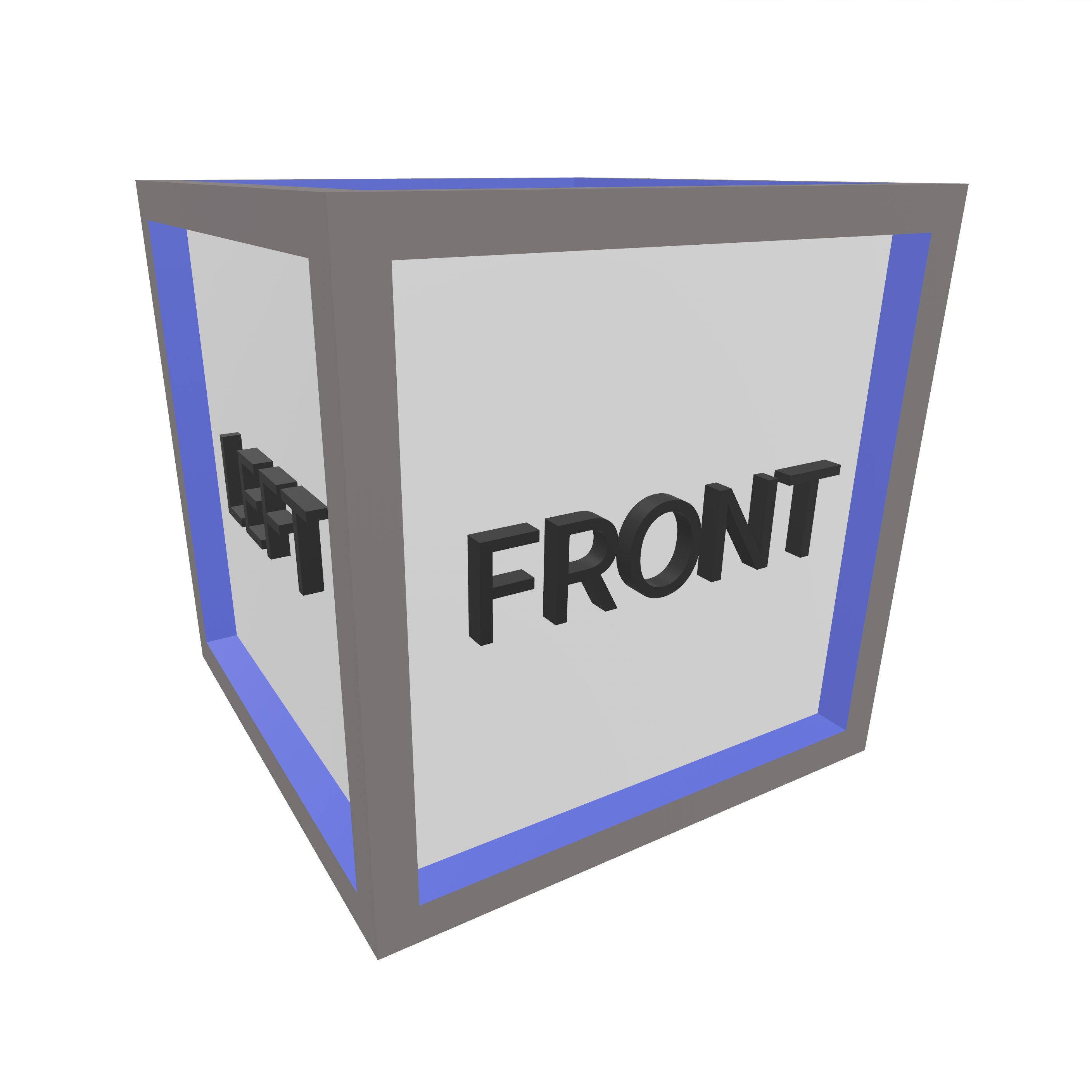 An image of a cube with labeled sides