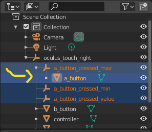 Parenting the button mesh under the "max" node