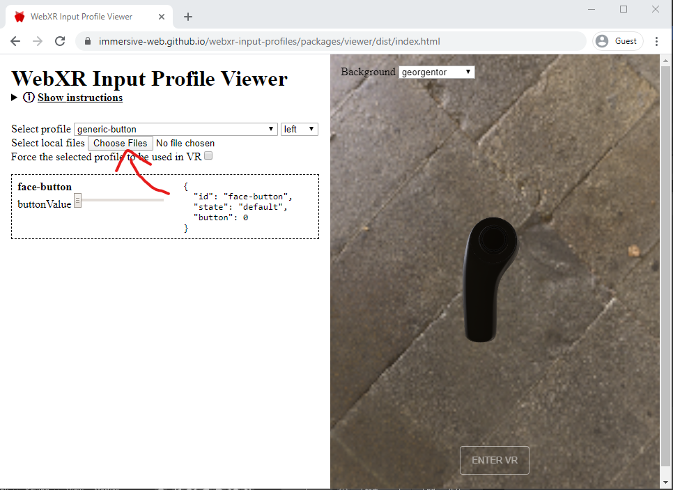 WebXR Input Profile Viewer page